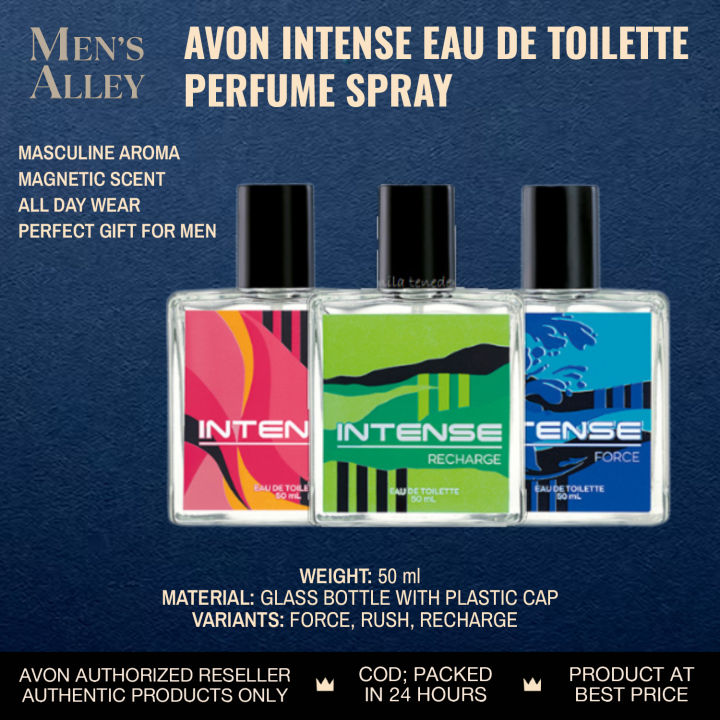 Avon Intense Eau De Toilette Perfume Spray 50ml For Men Intense Force,  Intense Rush, Intense Recharge Men's Alley