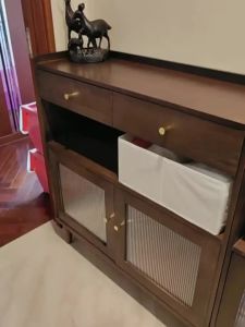 Storage Cabinet Stone Dining Cabinet Narrow 20/30Cm Solid Wood Ultra-Thin Double Door Storage Restaurant