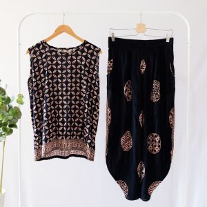 ONE SET BATIK WANITA MODERN SETELAN CELANA PANJANG BATIK SET BATIK KULOT BATIK LEBARAN BATIK KONDANGAN - PIRING