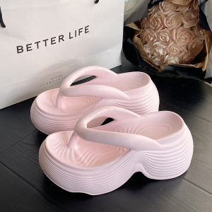 Free Shipping 8Cm Thick-Soled Wavy-Patterned 2026 New EVA Flip-Flops For Women Designed For Summer Wear Featuring A Non-Slip Sole Height-Enhancing Design And A Fashionable Versatile Style