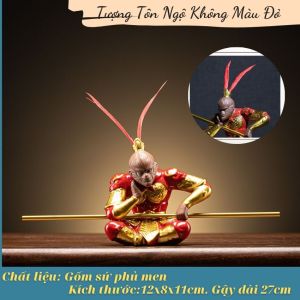 Tượng trang trí Tôn Ngộ Không tượng gốm ngộ không đặt bàn làm việc taplo ô tô