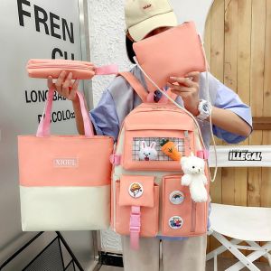 Tas Ransel set 4 anak sekolah perempuan impor SD SMP SMA fashion terbaru 2024 korea C tanpa boneka