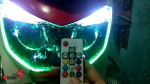 Lampu DRL Alis Sen Running Remote RGB Model Gepeng