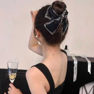 Shine Satin Bling French Style Women Ponytail Hair Clip Hairpin Headwear Accessory