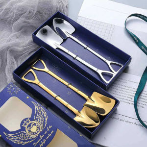 Houseeker Creative Coffee Tea Spoon Stainless Steel Stirring Dessert Fruit Fork Food Picks Vintage Fork gold Gold Kitchen Accessories