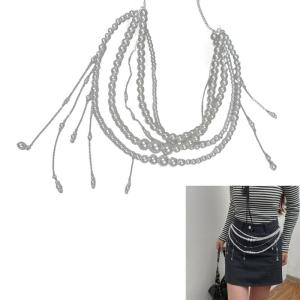 Stylish Multi Layered Pearls Body Chain Belt for Women Adjustable Waist Accessory for Daily Wear and Event
