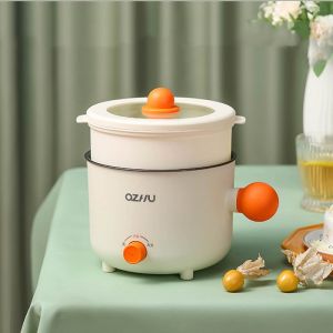 1.8L Dormitory Noodle Cooker Portable Mini Electric Hot Pot 2 Gear Non-stick Rice Cooker Multi-functional Electric Cooking Pot