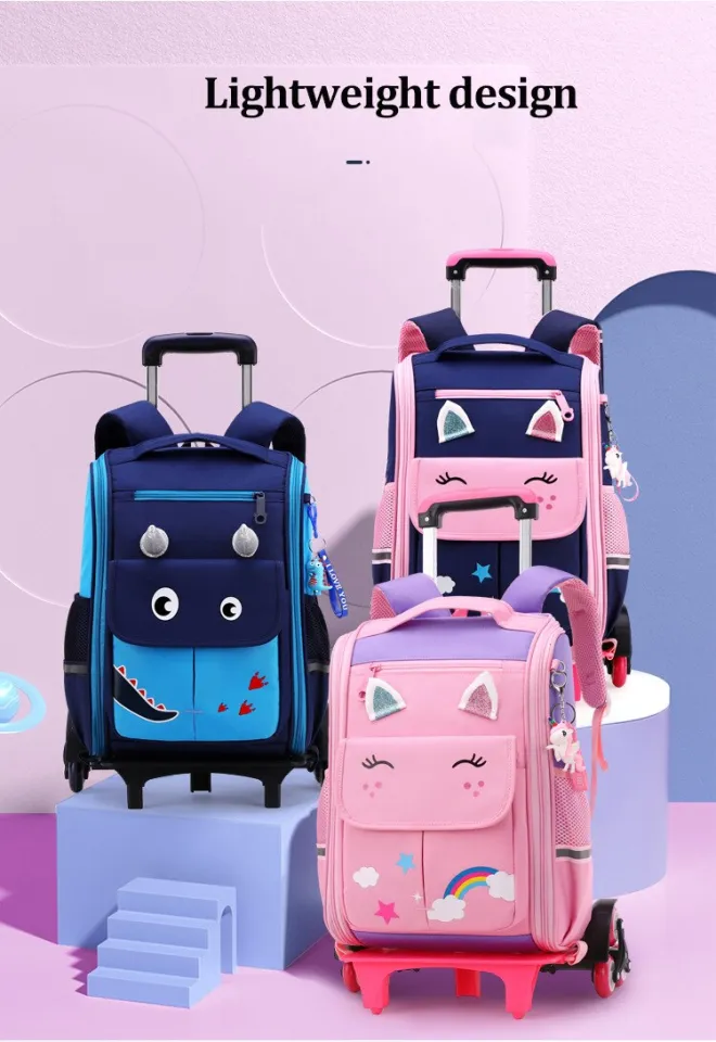 (48 hours delivery)Trolley children's school bag kindergarten girl bag  trolley backpack 6-wheel stair trolley bag for kids boys trolley bag for  kids