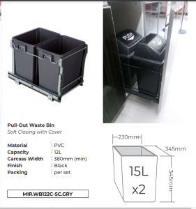 Floor Mounted Pull out trash bin / Pull out recycling Bins / Floor mounted Trash Bins / Kitchen Bin