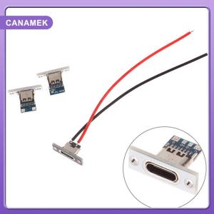 【CANAMEK】 USB Jack Type-C 2Pin 2P 4P Waterproof Strip Line Of Solder  Female Connector Jack Charging Port USB Type C Socket Connector