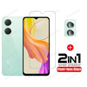 Vivo Y03T Tempered Glass for Vivo Y03 Y02T Y02s Y02 Y18 Y28 Y28s Y27s Y18s Y17s Y27 Y36 V29e V27e V25e Y23e 2 in 1 Screen Protector Camera Lens Glass Full Cover Tempered Glass Film