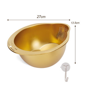 【Hibeautylife】Stainless Steel Rice Washer Strainer Bowl Multi-purpose Colander for Wash Fruit Vegetable Food Storage Container Kitchen Tool