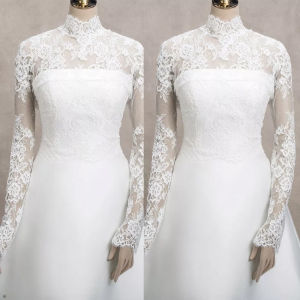 Lace Wedding Jacket Appliques Bride Jackets High Neck Bridal Bolero Long Sleeve Wedding Top Customized2026