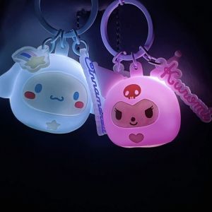 Kawaii Sanrio Bag Pendant Keychain Sanrio Anime Luminous Cinnamoroll Cute Cartoon Kuromi Sweet Girly Heart Keychain Toy for Girls Gift