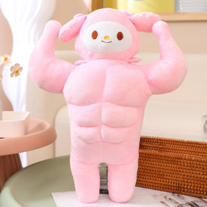 JOJO CASTLE Funny Muscle Man Pillow Sanrio Melody Kuromi Cinnamoroll Stuffed Doll Kawaii Leg-clamping Pillow Lunch Break Pillow Girls Toys 三丽鸥玉桂狗美乐蒂布丁狗库洛米