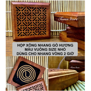 HỘP XÔNG NHANG VÒNG TRẦM HƯƠNG MẪU VUÔNG GỖ HƯƠNG- HOA VĂN SẮC NÉT TINH TẾ- TANUSTORE