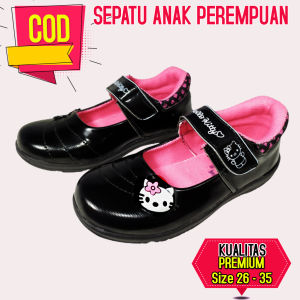 Sepatu Pantofel Sekolah Flat Shoes Hitam Anak Perempuan Korean 4 5 6 7 8 9 TK SD Hello Kitty