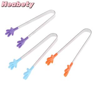 Heabety Silicone Stainless Steel Cooking Kitchen Ice Tong Food BBQ Salad Hand Clip