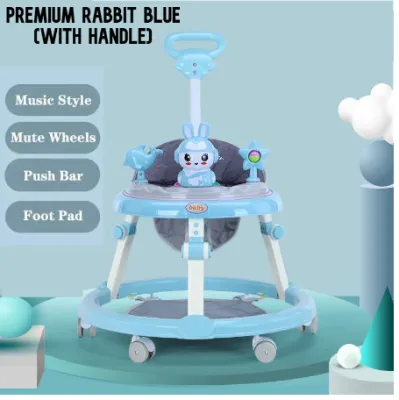 (🌟Ship Out Selangor🌟)Baby Walker with Music Anti-O-Leg Foldable Portable Folding Adjustable Height Push Walkers Toddler