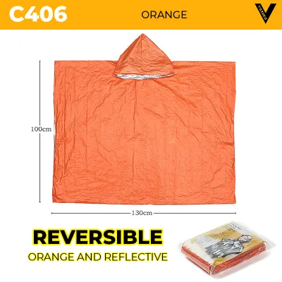 SG WINDPROOF THICK RAINCOAT TEAR-RESISTANT REFLECTIVE FIRST AID MULTI-FUNCTIONAL REVERSIBLE HIKING PULL-OVER RAINCOAT