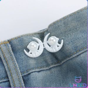 UNeed Tighten Waist Button Cartoon Style Adjustable Jean Waist Buckle No Sew Snap for Pants Jeans 1Set