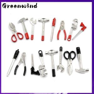 【Greenwind】 8pcs 1:12 Scale Miniature Metal Hand Tools ชุดตุ๊กตาบ้านอุปกรณ์เสริม