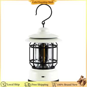 [Ueb Flagship Mall]1200mAh Powerful Work Lamp USB Rechargeable 300 Lumens Vintage Hanging Lanterns Waterproof Retro Garden Decoration Lights Bumpproof for Indoor Outdoor