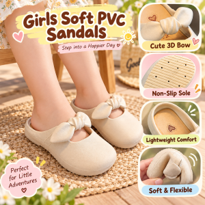 AILEBE Kids Sandals For Girls Summer Soft PVC Beach Sandals Non-Slip Water Wave Texture Thick Double Soft Lightweight Casual Tsinelas Multi-Color