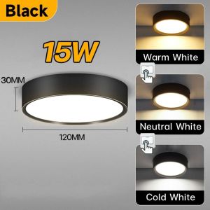 15W Led Ceiling Downlight Tricolor Round Pin Light Surface Mounted Spot Lights Indoor Save Energy Lighting