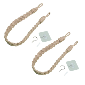 Curtain TiebacksBraided Drapery Holdback Holders Decorative Rope Tie Curtain Holders with Metal Hook for Curtain Decors