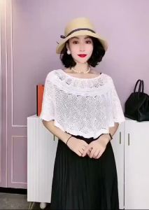Ice Silk Knitted Hollow Shawl Women Vintage Crochet Lace Shawls Breathable sun protection Collar Shawl Summer