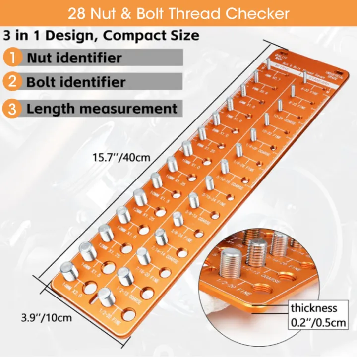 Thread Checker, Nut and Bolt Thread Size Checker, Screw Identifier ...