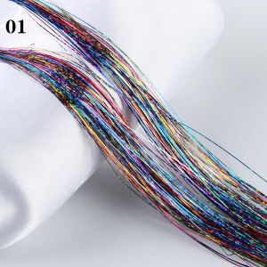 OWMXZL 100 Strands Các cô gái Lấp lánh Tổng hợp tóc Dây buộc tóc Nối tóc Màu cầu vồng long lanh Lụa tơ tằm