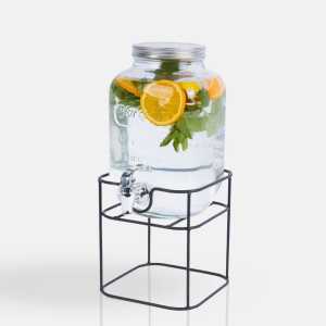 BEVERAGE DISPENSER KACA 8 LITER 5 LITER DAN 4 LITER DENGAN PENYANGGA RAK BESI