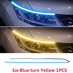 LED DRL Car Daytime Running Light Flexible Waterproof Strip Auto Headlights White Turn Signal Yellow Brake Flow Lights 12V