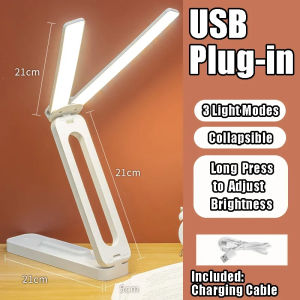 Folding LED desk lamp multifunctional folding reading desk lamp 3 light colors C-type rechargeable portable learning or office lighting eye protection bedroom bedside lamp desk home use student dormitory
