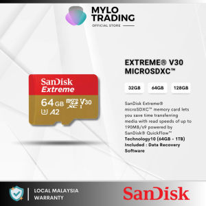 Sandisk Extreme Up To 190MB/S MicroSD Card A2 Class 10 (32GB | 64GB | 128GB | 256GB) (SDSQXAF/SDSQXAH/SDSQXAA/SDSQXAV)