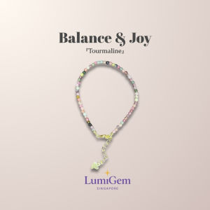 LumiGem Spectrum Joy Bracelet – Mini Tourmaline 3mm Beads & Adjustable Heart Chain