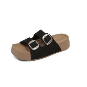 YOTO Birken-Style Platform Sandals For Women Square Toe with Double Adjustable Straps 4.5cm Height Comfort Slippers