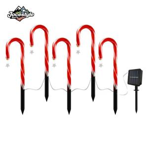 Festive Solar Candy Cane Lights 5PCS for Outdoor Christmas Decor Battery Operated Holiday Lighting