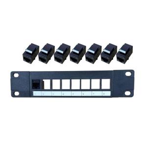 8-Port CAT5e Shielded Patch Panel RJ45 10G Ready Plastic Housing Color-Coded Labeling for T568A and T568B WiringBlack