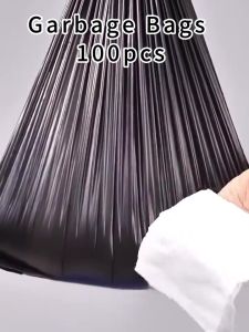 100pcs Garbage Bags Makapal Black Trash Bag Thickened Strong Plastic Bags (S M L XLXXLXXXL)Fast Shipping