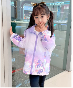 Áo khoác gió cho bé gái 2 lớp 7-16 tuổi hình kuromi thêu chữ DMTH hàng Quảng Châu dáng thời trang