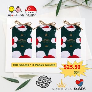 KOREA AMORTALS Disposable Face Towel (3 x 100 sheets/pack) Multi-purpose Facial Cotton Cleanser Cotton pad