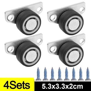 12Sets Side Mount Caster Wheel Directional Track Pulley Silent Rubber Furniture Caster Swivel Caster for Trolley Drawer Kitchen Cabinet