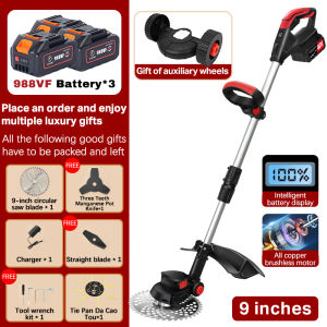 Lmported Electric Lawn Mower From Germany Small Rechargeable Lithium Battery Lawn Mower Orchard Lawn Mower Brushless Induction Motor Enhanced 9-inch Lawn Mower