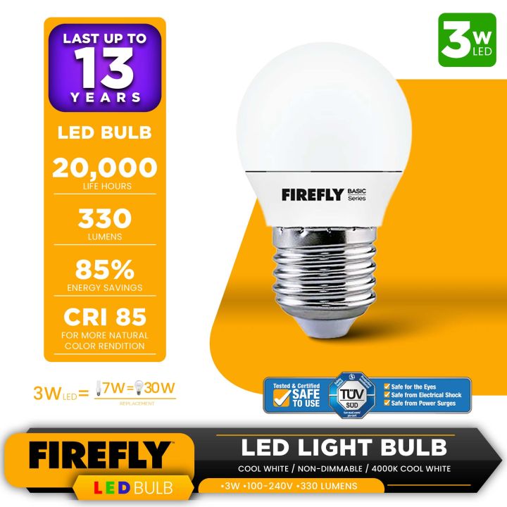 Firefly Basic Series LED BULB (COOL WHITE / NON-DIMMABLE) 3,5,7,9,11,13 ...