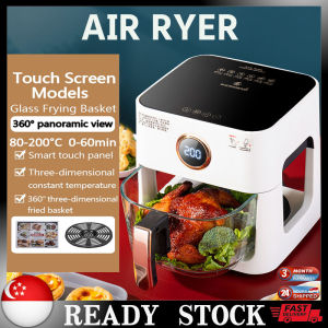 🇸🇬 [READY STOCK]Mini Air Fryer 5L LED Digital Screen Touch Cntrol ransparent air fryer glass bile Baking Oil-free Multi-function
