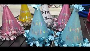 Glitter Shiny Gold Star Birthday Cone Hat With Pom Pom Kids Adults Celebration Party Photography Decor Props | Topi Hari Jadi Kanak Kanak Dewasa Berkilau Bintang Pesta Sambutan Hiasan Props