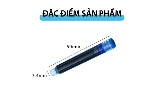 Combo 10 Ống Mực 3.4mm Màu Xanh Dùng Cho Bút Máy Combo 10 Ống Mực 3.4mm Màu Đỏ Dùng Cho Bút Máy